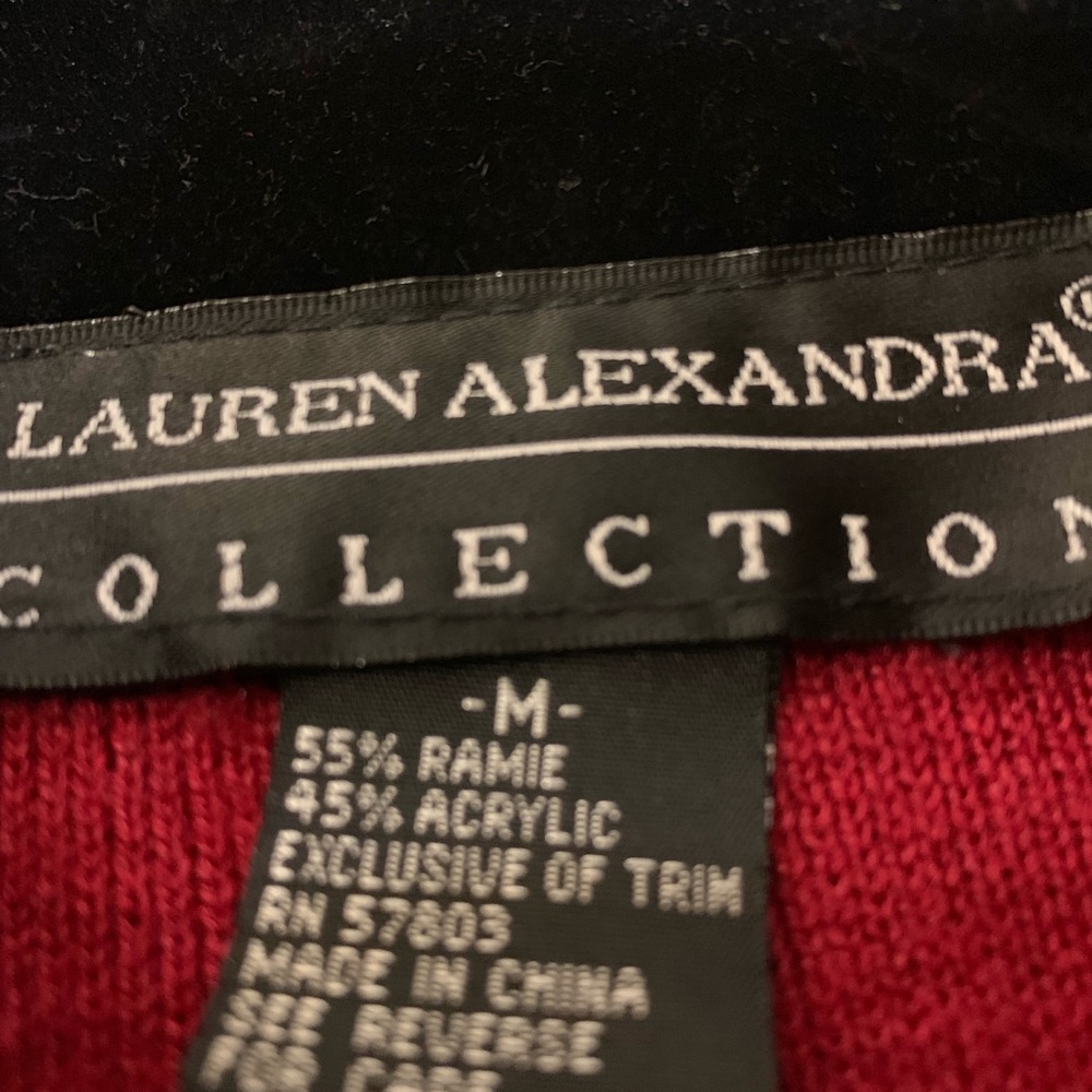 Red button down cardigan with velvet M EUC - Picture 5 of 5